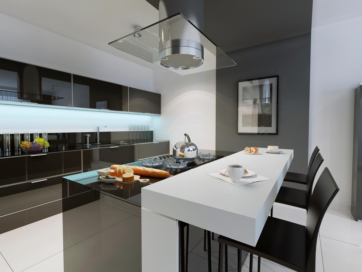 A black and white kitchen can be a unique take on minimalism.