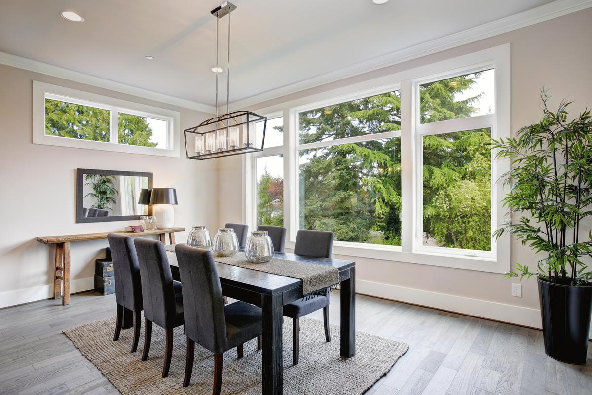 Picture windows allow for a beautiful panoramic view and extra natural light.