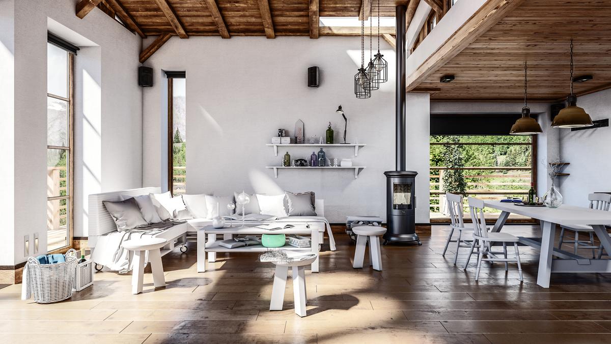 Ranch homes have expansive open concept interiors.