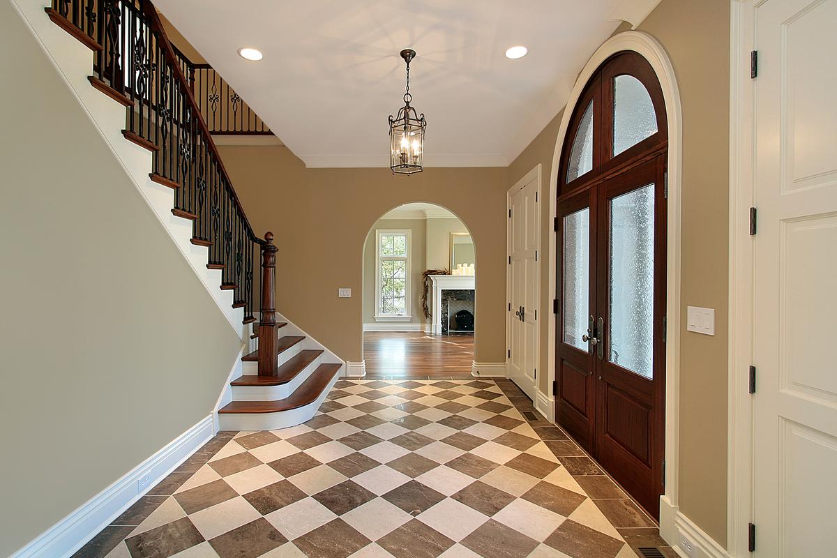 Eye-catching patterns can elevate a foyer.