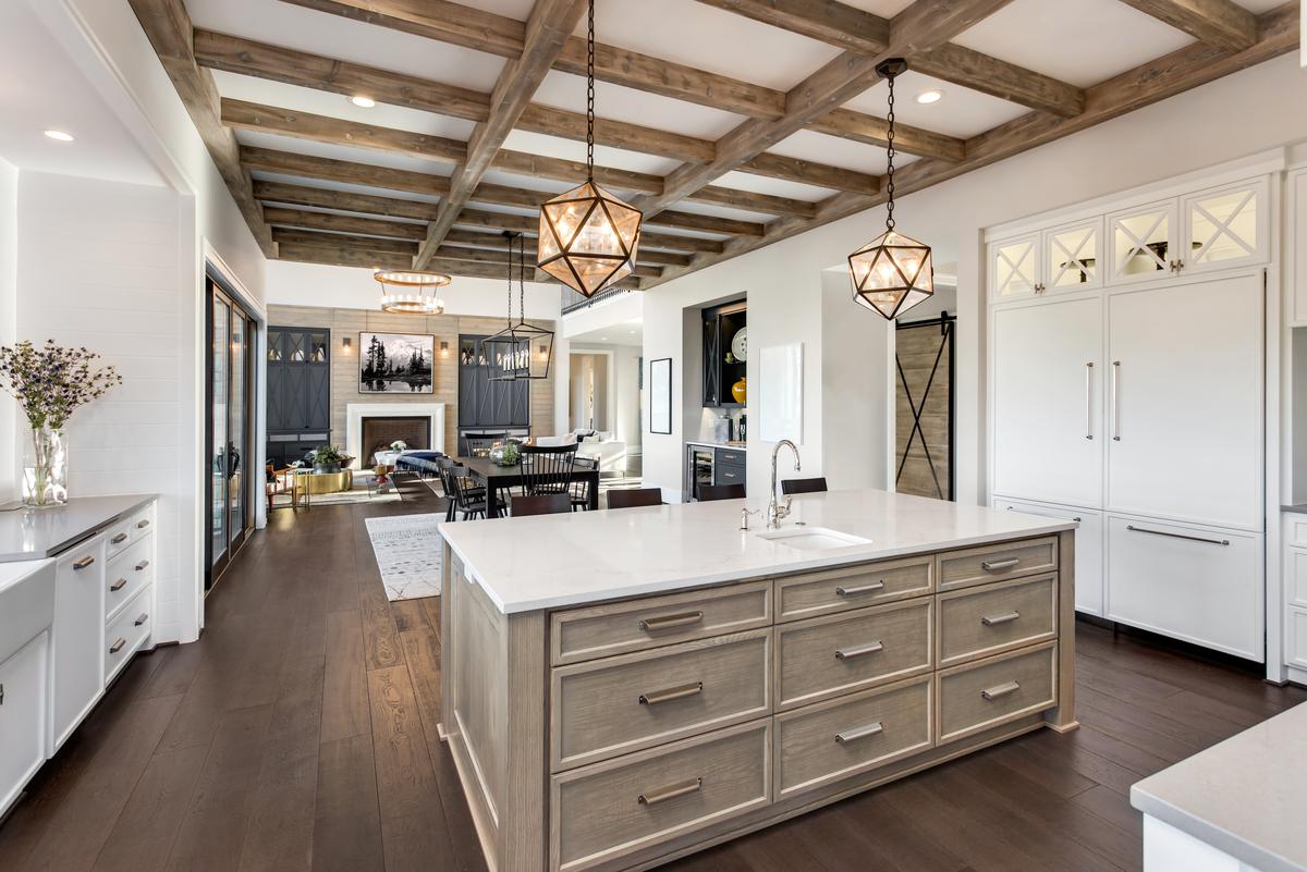 Box beam ceilings create a beautiful aesthetic.