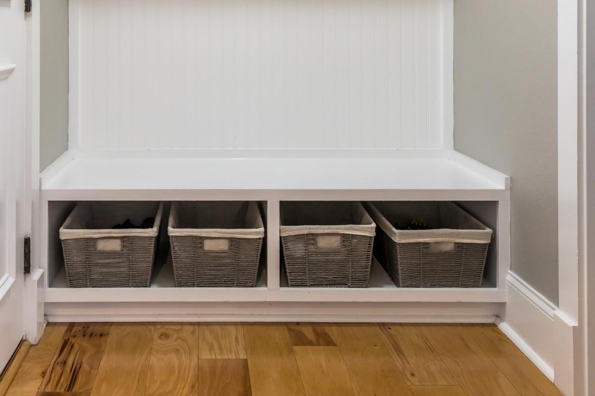 Wicker baskets provide a trendy solution for your shoe storage needs.