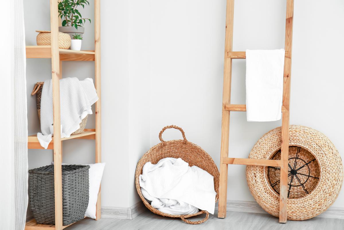 Blanket ladders can serve as a unique way to keep your bedroom organized while not taking up much space.