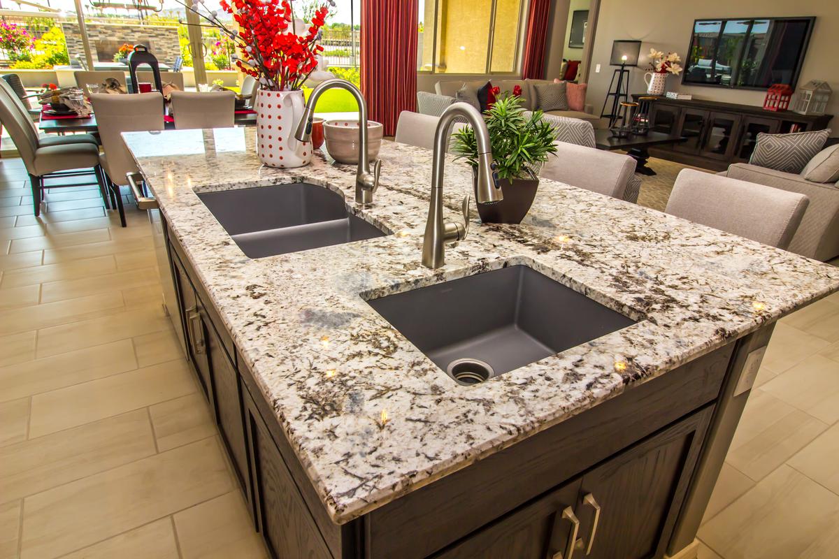 A custom granite countertop with multiple tones can consist of an accent color.