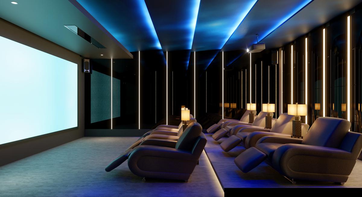 A full-size home theater with 3D film capability gives you just a glimpse of what you can do with six million dollars.
