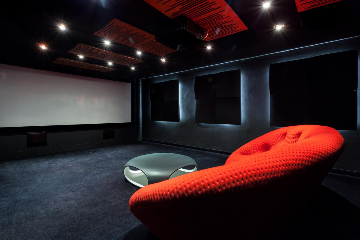 Make movie-watching an interstellar event with this comfy space-age movie theater.