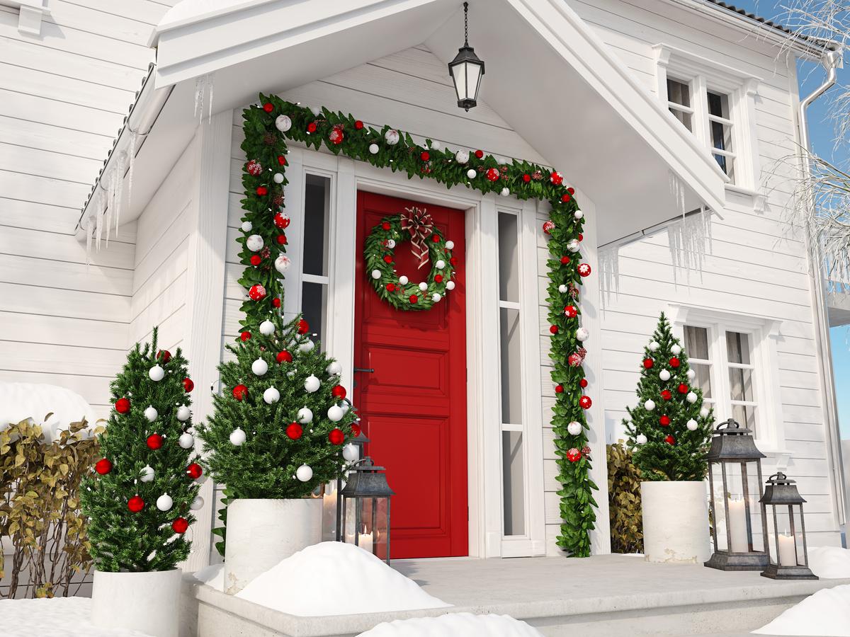 Go for the all-time classic elements for your winter porch decor.