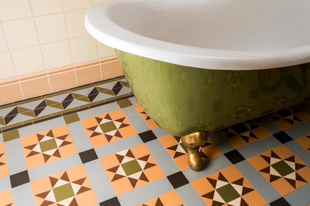 Turn your floor into a stunning feature with geometric pattern tiles.