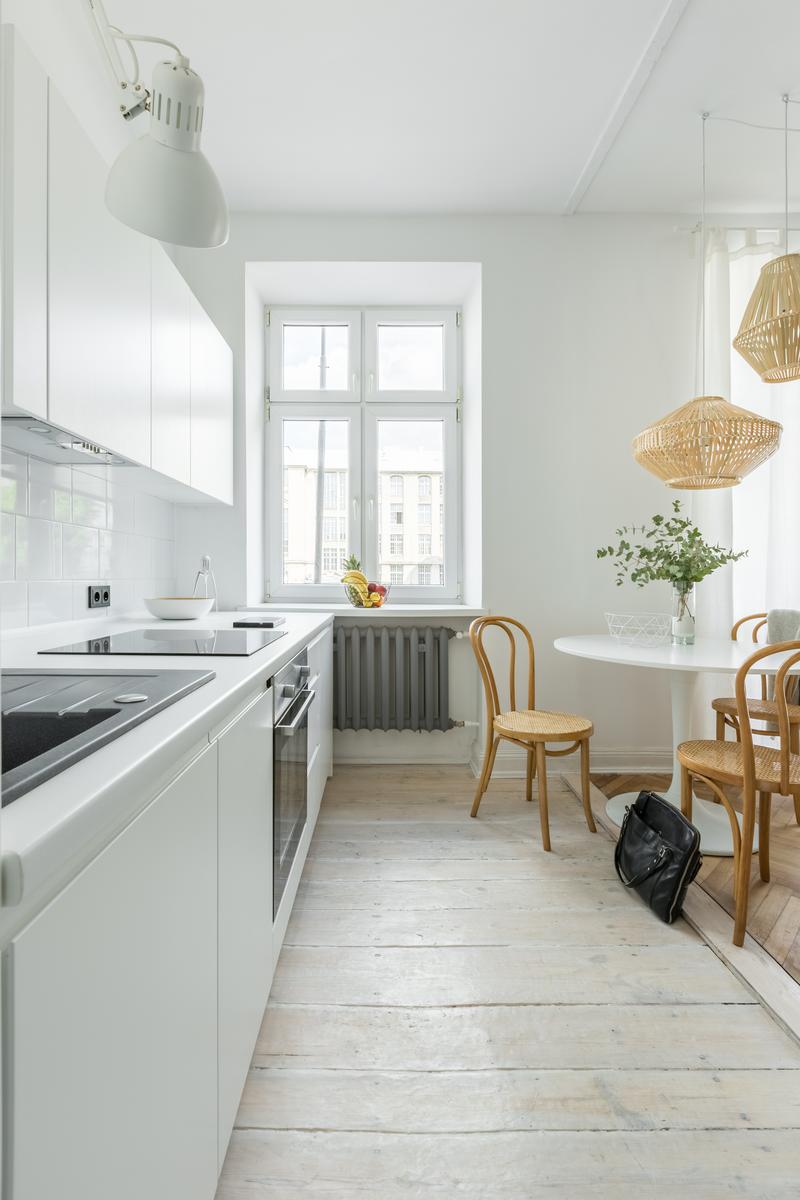 If you go with the whitewashed look, make sure to laminate your floor to ensure moisture resistance.