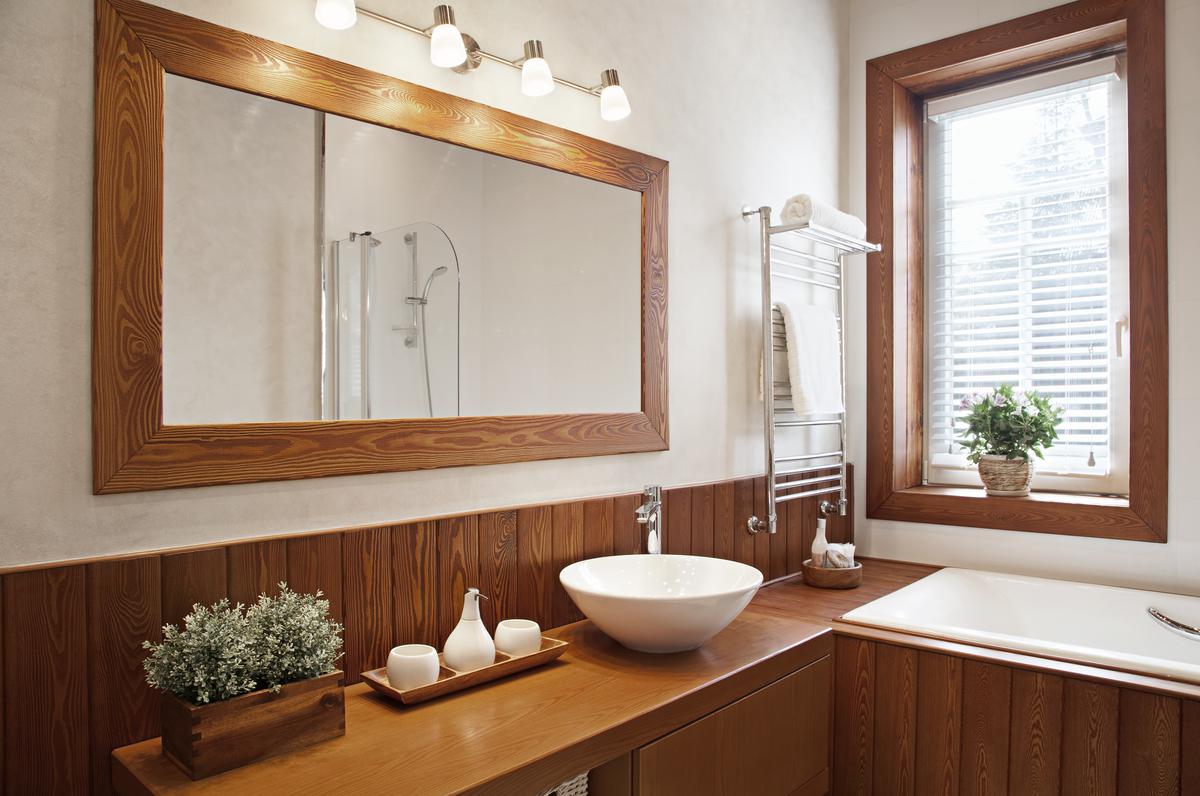 Natural, Non-processed Wood Can Give a Biophilic Look To Your Bathroom Interior