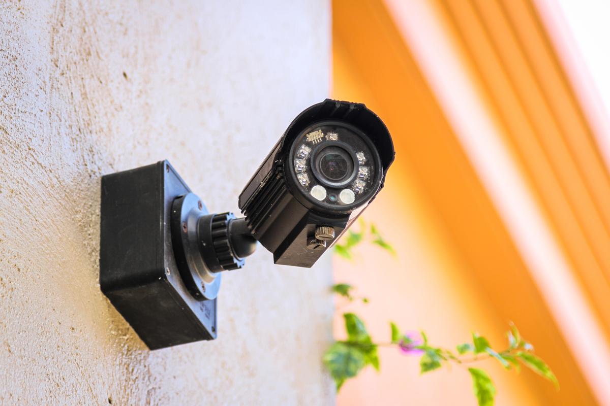 Cameras with infrared bulbs such as this one can provide night vision surveillance.