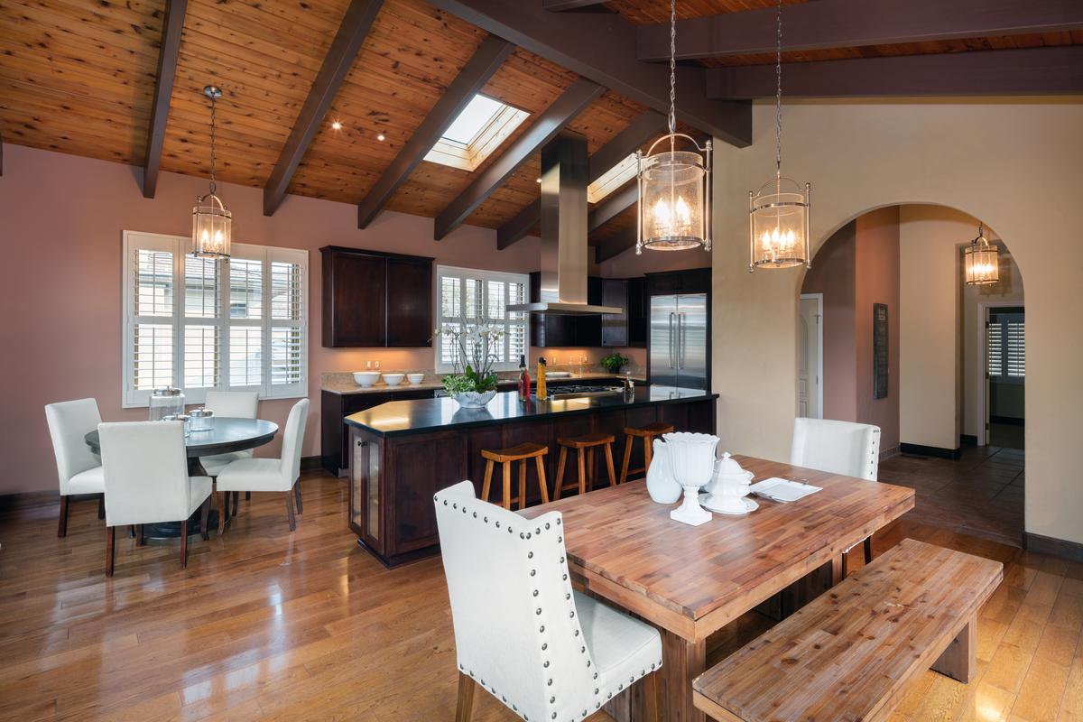 Spanish design cues add a unique flair to the rustic design.