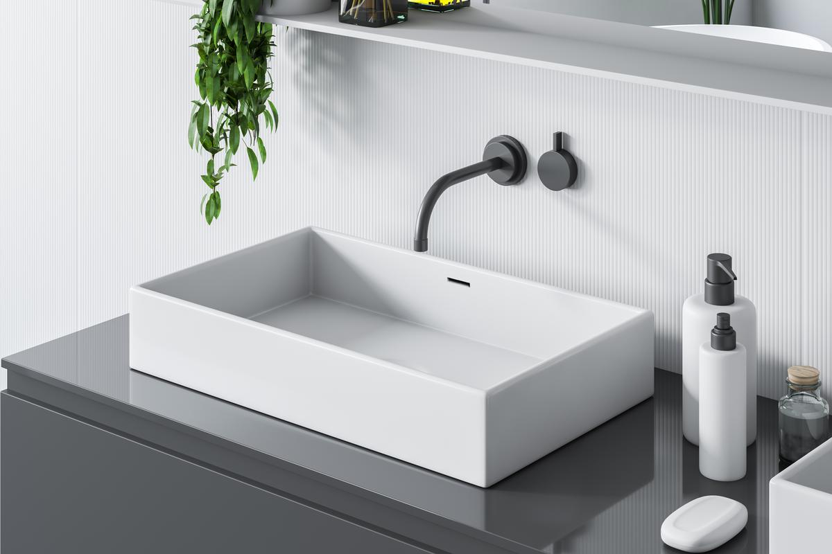 The sleek shape of table-top sinks makes them a popular option for modern bathrooms.