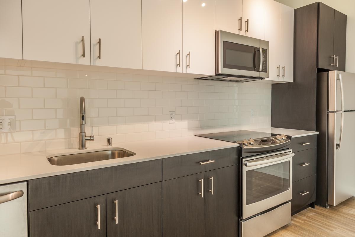 The biophilic beauty of eatery gray, beige, and brown kitchens.