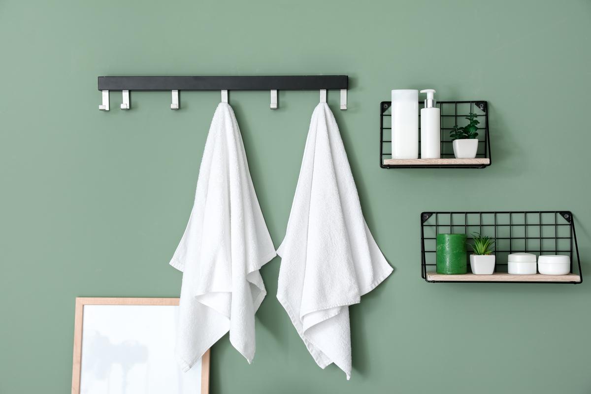Try Alternative Storage Techniques In the Bathroom with Hooks and Wall Mounted Shelves