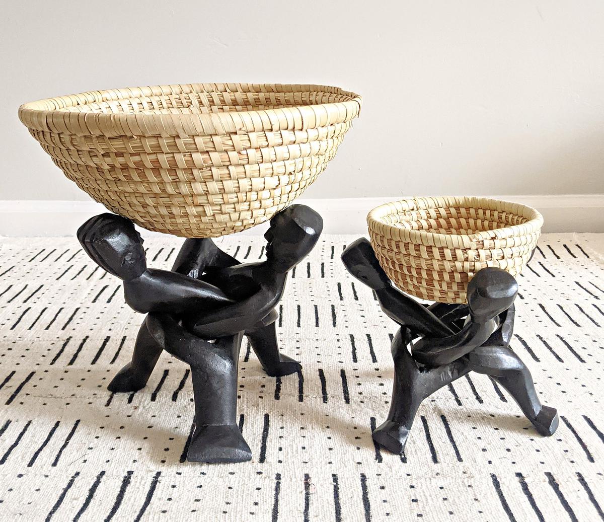 African Wooden 3-Headed Unity Stands by Reflektion