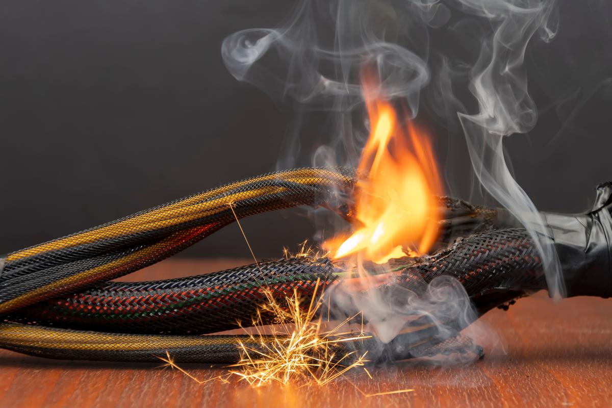 Equipment with frayed cables can cause electric arcing and therefore pose a major fire hazard.