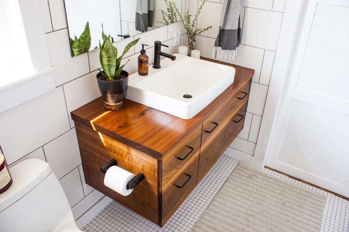 Space Saving Techniques for a Small Powder Room